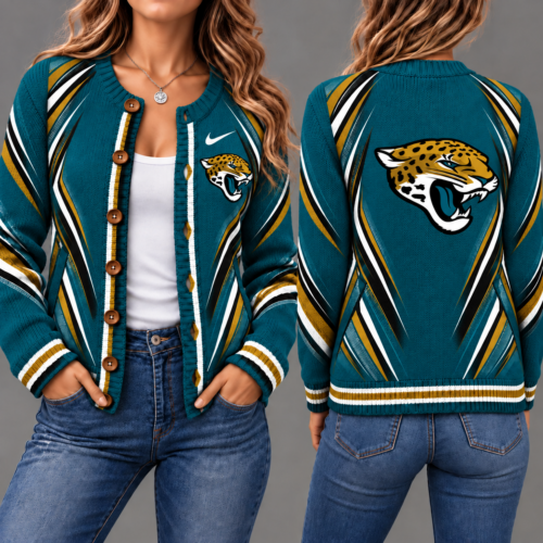 Jacksonville Jaguars | Premium NFL Sports Team Graphic Button-Up Knit Cardigan