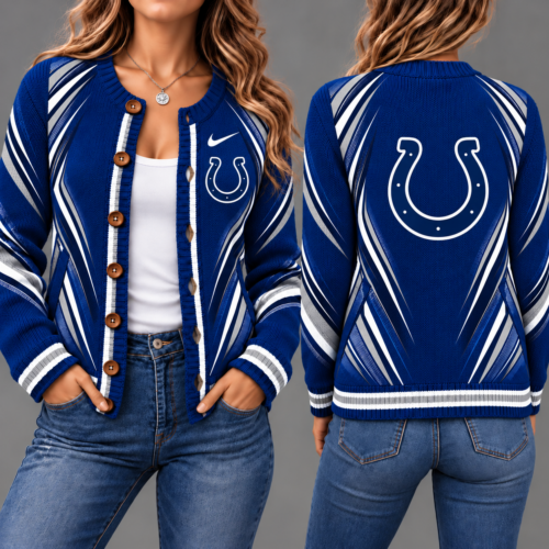 Indianapolis Colts | Premium NFL Sports Team Graphic Button-Up Knit Cardigan